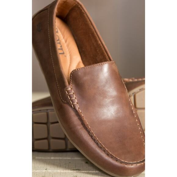 Born 'Marcel' Men's 8M Cognac Tan Leather Moccasin Driver Loafer Slip On - Picture 1 of 7